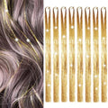 Hair Tinsel 8 Packs 1600 Strands 50 Inch Tinsel Hair Extensions Gold Heat Resistant Glitter Sparkling Shinny Fairy Hair Accessories for Women(Gold, 50Inch) by Sala