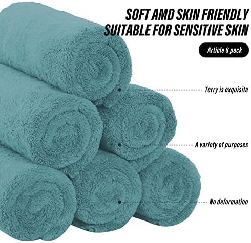 MOONQUEEN 6 Pack Premium Hand Towels - Quick Drying - Microfiber Coral Velvet Highly Absorbent Towels - Multipurpose Use as Hotel, Bathroom, Shower, Spa, Hand Towel 16 x 28 inches (Teal) - Image 7