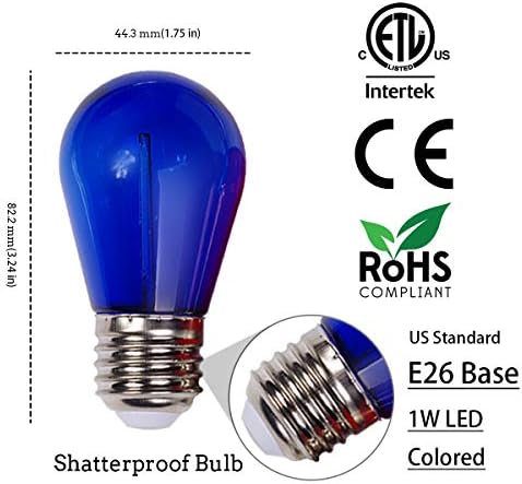 Visther 24-Pack S14 Colored LED Outdoor String Bulbs for Christmas, 1W，E26 - Image 2