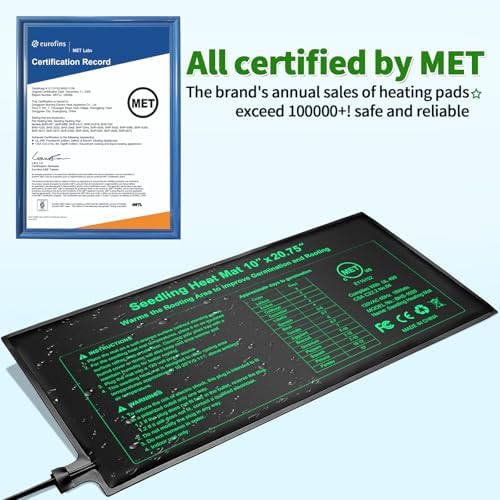 GOLOPET Seedling Heat Mat 4-Pack Dual Certified by MET and UL Plant Heating Mat Pad with Power Failure Protection Thermostatic Waterproof Suitable for Seedlings - Image 6
