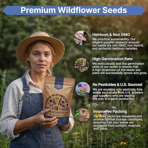 Organo Republic 16 Perennial Wildflower Seeds Mix for Indoor & Outdoors. 100,000+ Non-GMO, Heirloom Wildflower Garden Seeds, 4oz Packet for Growing Wild Flowers to Attract Bees, Butterflies & Birds - Image 6