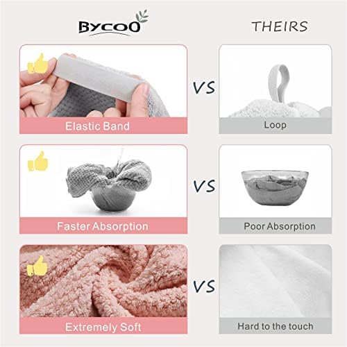 2 Pack Large Microfiber Hair Towel Wrap for Women, Anti Frizz Hair Drying Towels, Fast Dry Hair Turban - for Wet, Long, Thick, Curly Hair - Super Absorbent Soft Towels - Gray & Pink - Image 3
