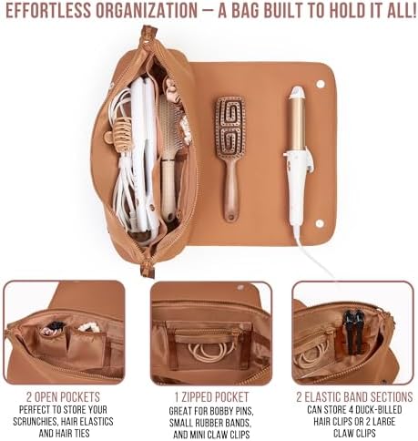 BAREFOOT CARIBOU Hair Tools Travel Bag and Heat Resistant Mat 17" (Brown) - Image 6