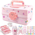 Hair Accessories Organizer 3-Layer Plastic Storage Box with Handle Pink176 by CAMBIODV