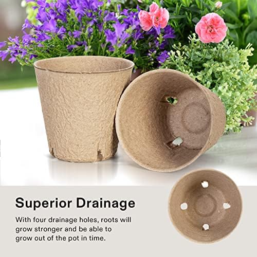 VIVOSUN 3.15“ Peat Pots, 60 Packs Seed Starting Pots with Drainage Holes - Image 6
