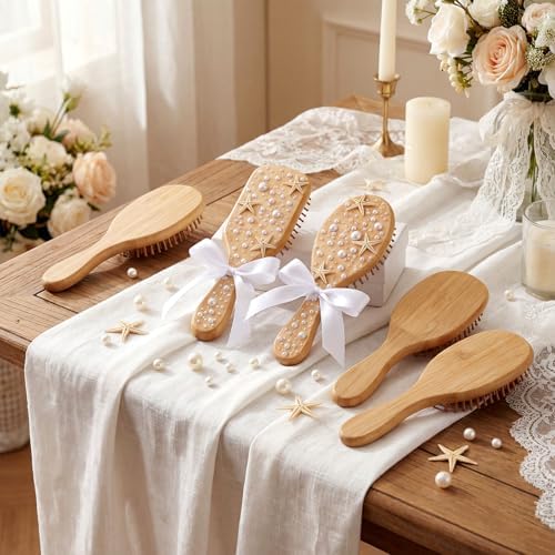 12 Set Wooden Hair Brush Decorating Kit, Classic Style, White - Image 3