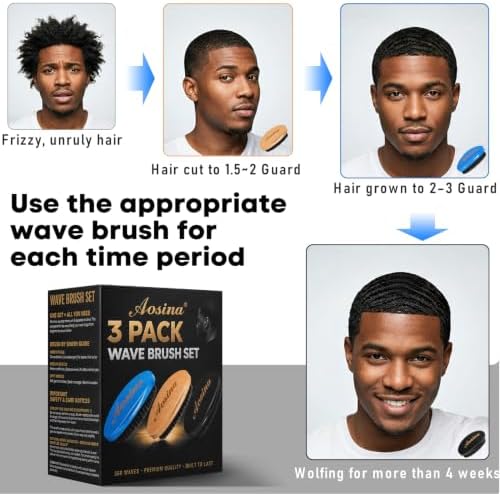 Boar Bristle Hair Brush for Men, Soft Medium Hard Wave Brush Kit, 360 Waves - Image 3