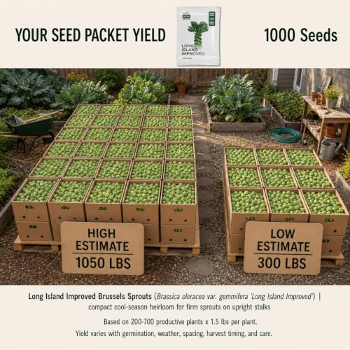 1,000 Long Island Improved Brussels Sprouts Seeds for Planting - Heirloom Non-GMO USA Grown by RDR Seeds - Image 2