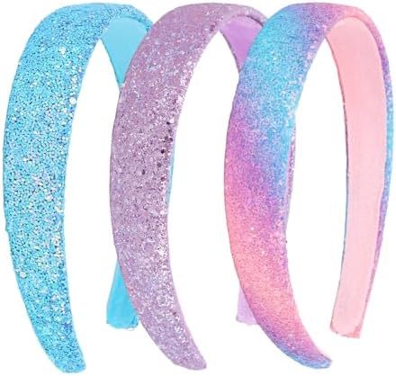 Headbands for Girls, 3 Pack Sparkly Glitter Toddler Girls Headbands by Uintoon