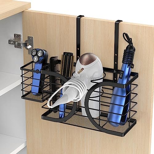 Hair Dryer Holder 3in1 Hair Tool Organizer/Wall Mounted,Cabinet Door or Desk-based Blow Dryer Holder/Height-adjustable Curling Iron Holder/Bathroom Cabinet Organizer for Flat Irons - Image 3