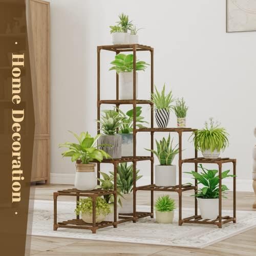 Bamworld Plant Stand Indoor Corner Plant Shelf Wood Plant Holder 13 Pots for Multiple Plants Home Decor for Gardening Gifts - Image 6