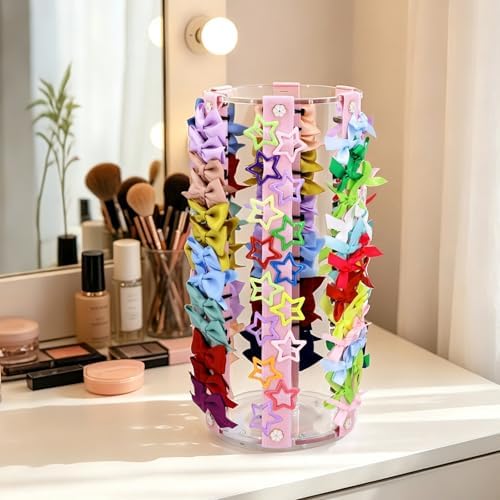 Rotating Bow Organizer for Girls - Spinning Large Capacity Hair Bow Holder with Cute Design, Effortless Hair Clip Organizer for Home Dresser, Essential Storage Solution for Girls - Image 2