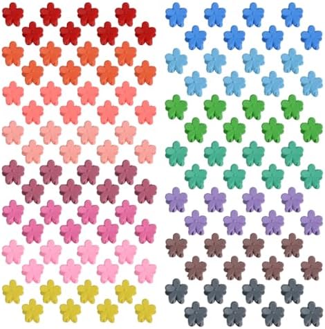 Mini Flower Hair Clip Flower Clips,Colorful Mini Hair Claw,for Women, Girls,Baby, Toddler Bangs Strong Grip Small Tiny Rainbow Hair Clips (50, Matte Colors) by Yongdeli
