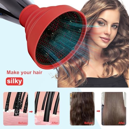 Universal Collapsible Hair Dryer Diffuser Attachment-Foldable Portable Travel and Easy Storage Hair Diffuser Fit Most Hair Dryers with Nozzle Diameter D-1.575Inch to 1.968 Inch (4-5cm)- Red - Image 6