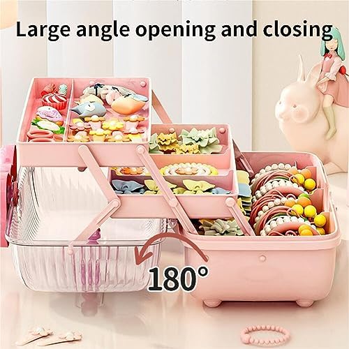 Cute Hair Accessories Organizer 3-Layers Kids Jewelry Storage Box Plastic Hair Accessories holder for Girls (Purple, 10.8 x 5.7 x 5.9 Inch) - Image 4