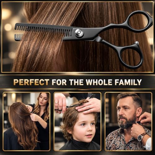 Hair Cutting Scissors & Shears Kit - 20-Piece Professional Hairdressing Tools Set for Barber Salon Home Thinning Scissors, Straight Razor, Comb, Clips, Cape, Hair Styling & Trimming for Men Women Kids - Image 5