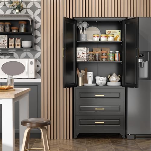 SteeLoong 75" Metal Storage Cabinet with Doors and 2 Adjustable Shelves - Image 2