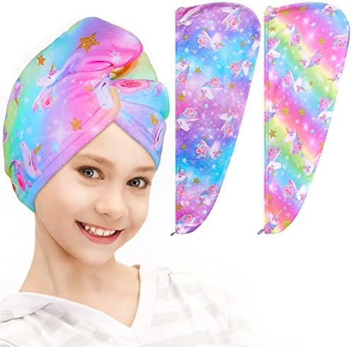 FIOBEE Microfiber Hair Towel Wrap for Kid Girls Rapid Drying Hair Turbans by FIOBEE