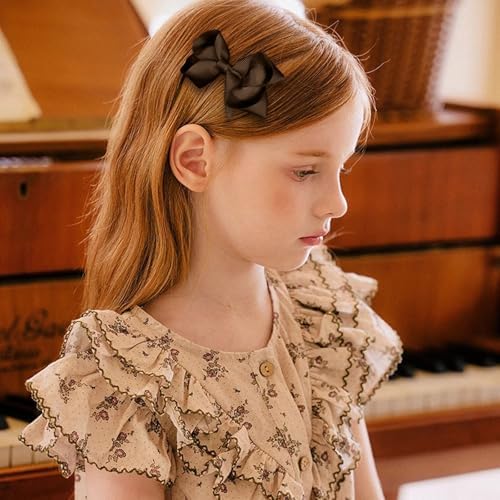 3 Inch Hair Bows for Little Girls Set of 12 Hand-Made Solid Brown Grosgrain Ribbon Fall Thanksgiving Dress Bows Alligator Clips School Uniform Decorative Accessories for Teen Toddler Baby Girls Kids - Image 3