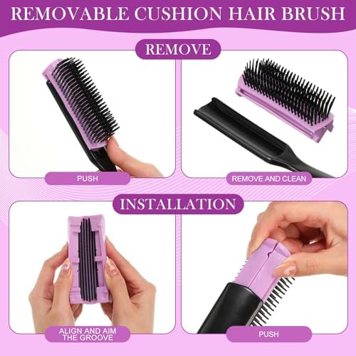 Patelai 3 Sizes Nylon Cushion Hair Brush 9-Row 5-Row, Black Purple - Image 6