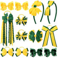 DEEKA Yellow & Green School Hair Accessories Set 13 Pcs Uniform Hair Bow Headband Clips Hair Ties Curly Korker Bows for Little Toddler School Girls (Yellow&Green) by DEEKA