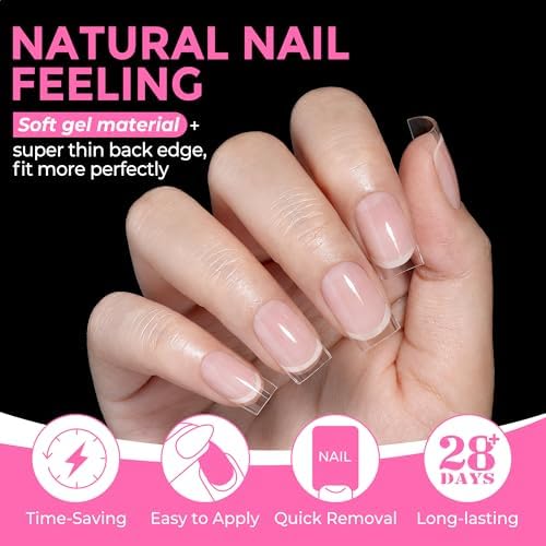 UNA GELLA Sharp Square Nail Tips Short 216pcs Pre-Etched Gel Nail Tips - Image 4