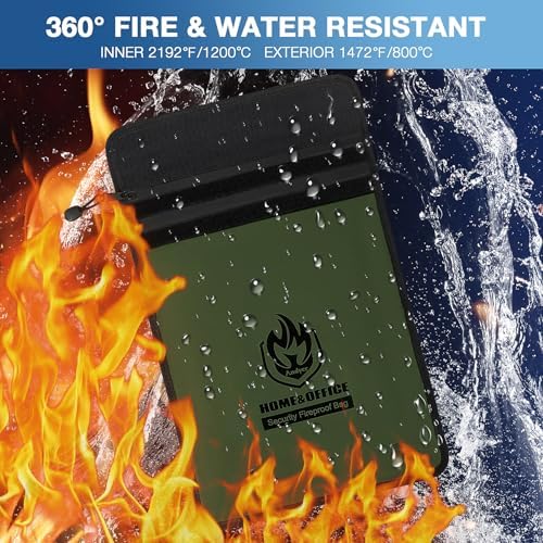 Andyer 2 Pockets Fireproof Document Bag (15"x11"), Protect Values from Fire - Image 2