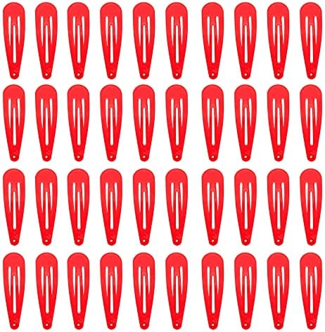 40 Counts Red Color Metal Snap Hair Clips 2 Inch Barrettes for Women Accessories by PIDOUDOU