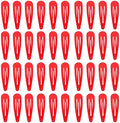 40 Counts Red Color Metal Snap Hair Clips 2 Inch Barrettes for Women Accessories by PIDOUDOU