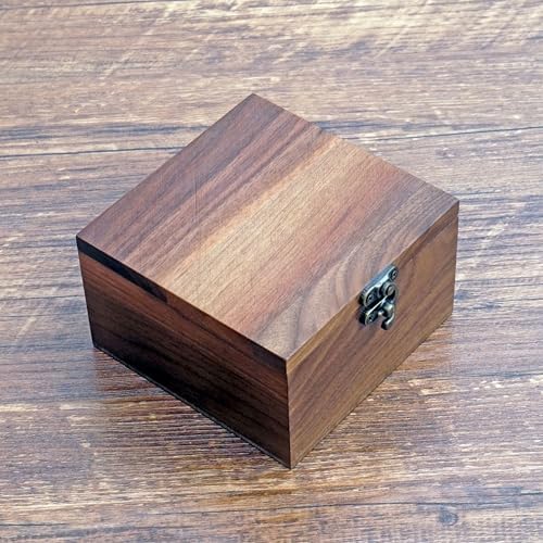 Handcrafted Walnut Wood Keepsake Box – 4.3 x 4.3 x 2.5 inch – Jewelry, Watch & Gift Storage Box – Rustic Wooden Box for Wedding, Birthday, Christmas - Image 7