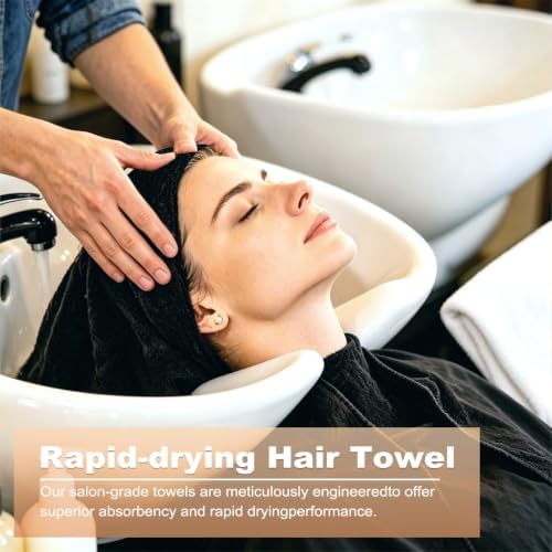 Puomue Black Salon Towels, Super Soft and Absorbent Microfiber Hair Towel for Salon, Bath, Spa, Pool and Home, 27 x 16 Inch (Black - 12 Pack) - Image 4