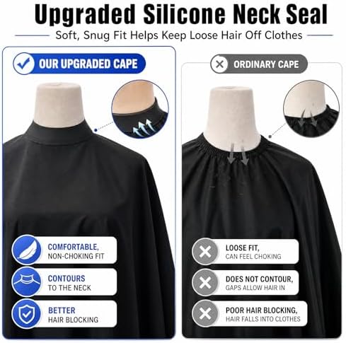 Professional Salon Barber Cape, Waterproof Polyester Hair Cutting Cape, Silicone Neckline, Snap Button Colla, Extra Large - Image 3