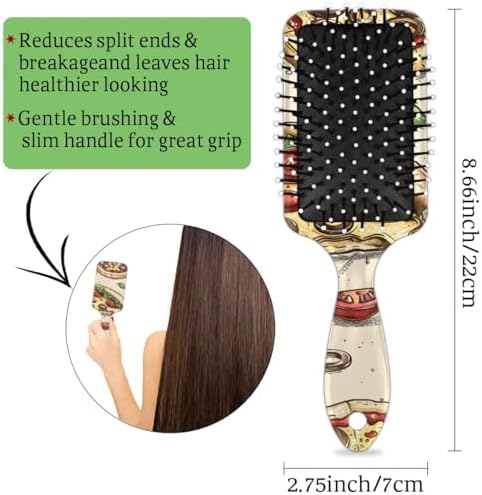 Hair Curler Brush Burger Pizzeria Detangling Hair Brush for All Hair Types,Hair Straightener Brush Wet and Dry Hair for Adults and Hair Brush for Women - Image 4