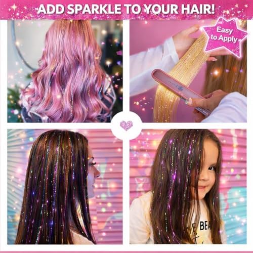 Hair Tinsel Kit With Tool Fairy Glitter Tinsel Hair Extensions for Girls - Image 6