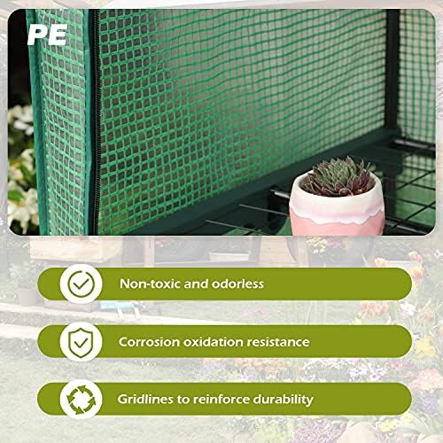 Mini Greenhouse for Indoor Outdoor, Small Plant Greenhouse 4 Tier Rack Stands with PE Cover, Portable Rack Shelves Gardening Green House for Seeds and Flowers, 27"x20"x62" - Image 6
