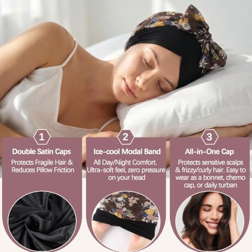 Ababalaya Satin Lined Head Wrap Chemo Headwear for Women - Image 5
