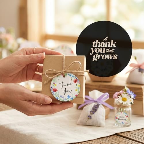 48 Plantable Round Thank You Tags, 4 Floral Designs - Image 7