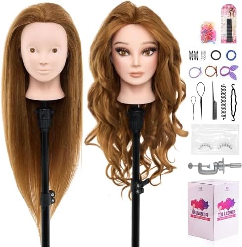28" Mannequin Head with 80% Real Human Hair for Makeup Practice Head by NeverlandBeautyHealth