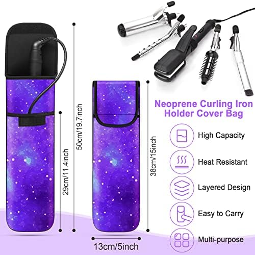 Shappy 2 Pcs Heat Resistant Curling Iron Flat Iron Travel Case,Starry - Image 2
