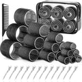 IKOCO Hair Rollers for Women, 4 Sizes with Clips, Comb & Travel Bag, Black by Shineforyourbeauty