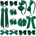 DEEKA Dark Green School Hair Accessories Set 13 Pcs Uniform Hair Bow Headband Clips Hair Ties Curly Korker Bows for Little Toddler School Girls (Dark Green) by DEEKA