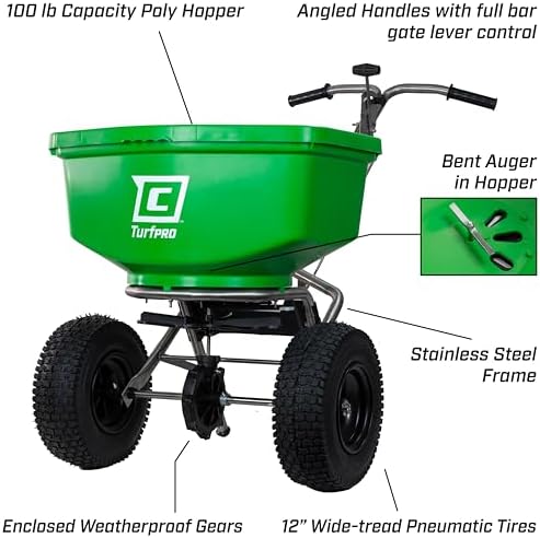 CHAPIN 89400C TurfPro 100 lb Lawn Spreader, Contractor, Stainless Steel - Image 3
