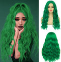 Long Curly Wavy Green Wig for Women Middle Part Costume Cosplay Wig Synthetic Hair Replacement Wig by Beweig
