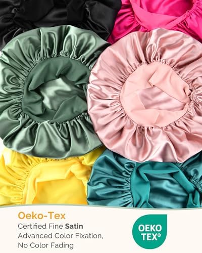YANIBEST Adjustable Silk Bonnet for Sleeping Women Double Layer Satin Bonnet Reduce Friction Prevent Frizz Curly Hair - Image 6