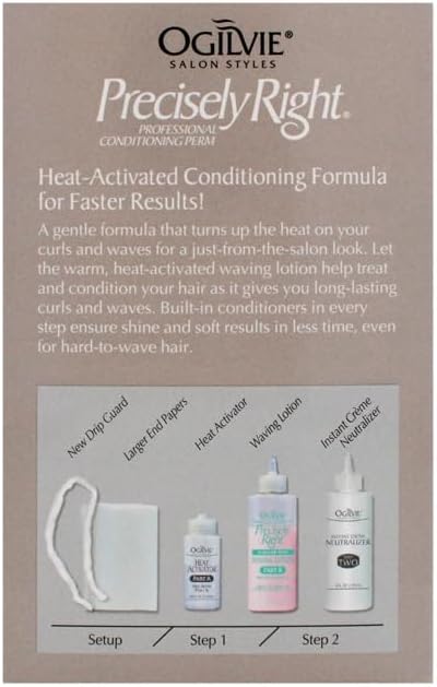 Ogilvie Salon Styles Precisely Right Professional Conditioning Home Perm Kit for Men & Women - For Normal or Hard-to-wave Hair - Heat-activated Worry-free Formula with Drip Guard - 1 Application - Image 4