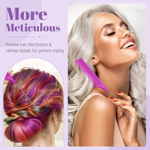 Wig Brush Comb Set, 6pcs Professional Styling Extension Brush Kit with Travel Size for Human and Synthetic Hair - Image 6
