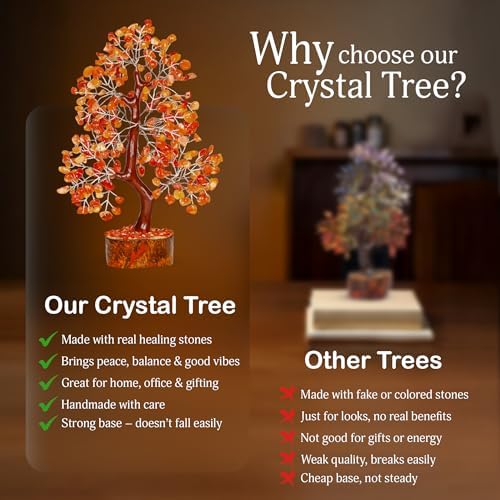 YATSKIA Carnelian Crystal Tree, Birthday Gifts for Women, Sister & Friends, Handmade Crystal Tree of Life, Living Room, Bedroom & Office Decor, Thank You Gifts - Image 6