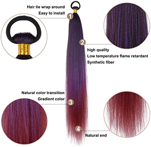 Braided Ponytail Extension with Hair Tie Purple Gradient Braid Extensions - Image 3