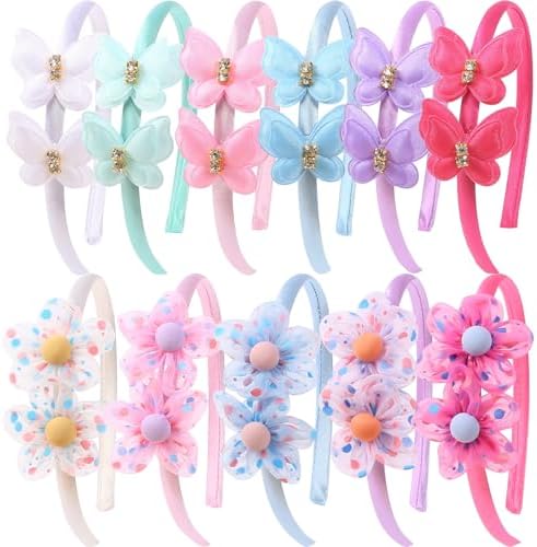 XIMA 11pcs Girls Pearl Flower Headbands,Non-Slip Hair Accessories for Kids by XIMA