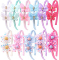 XIMA 11pcs Girls Pearl Flower Headbands,Non-Slip Hair Accessories for Kids by XIMA